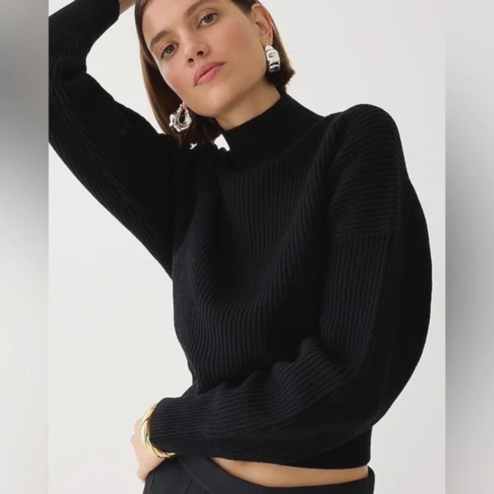 J. Crew Ribbed turtleneck sweater in stretch yarn black